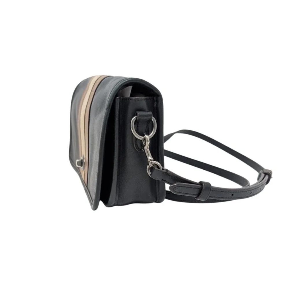 Coach Penny 75th Anniversary Stripe Crossbody Bag‎ Black Brown Limited Edition